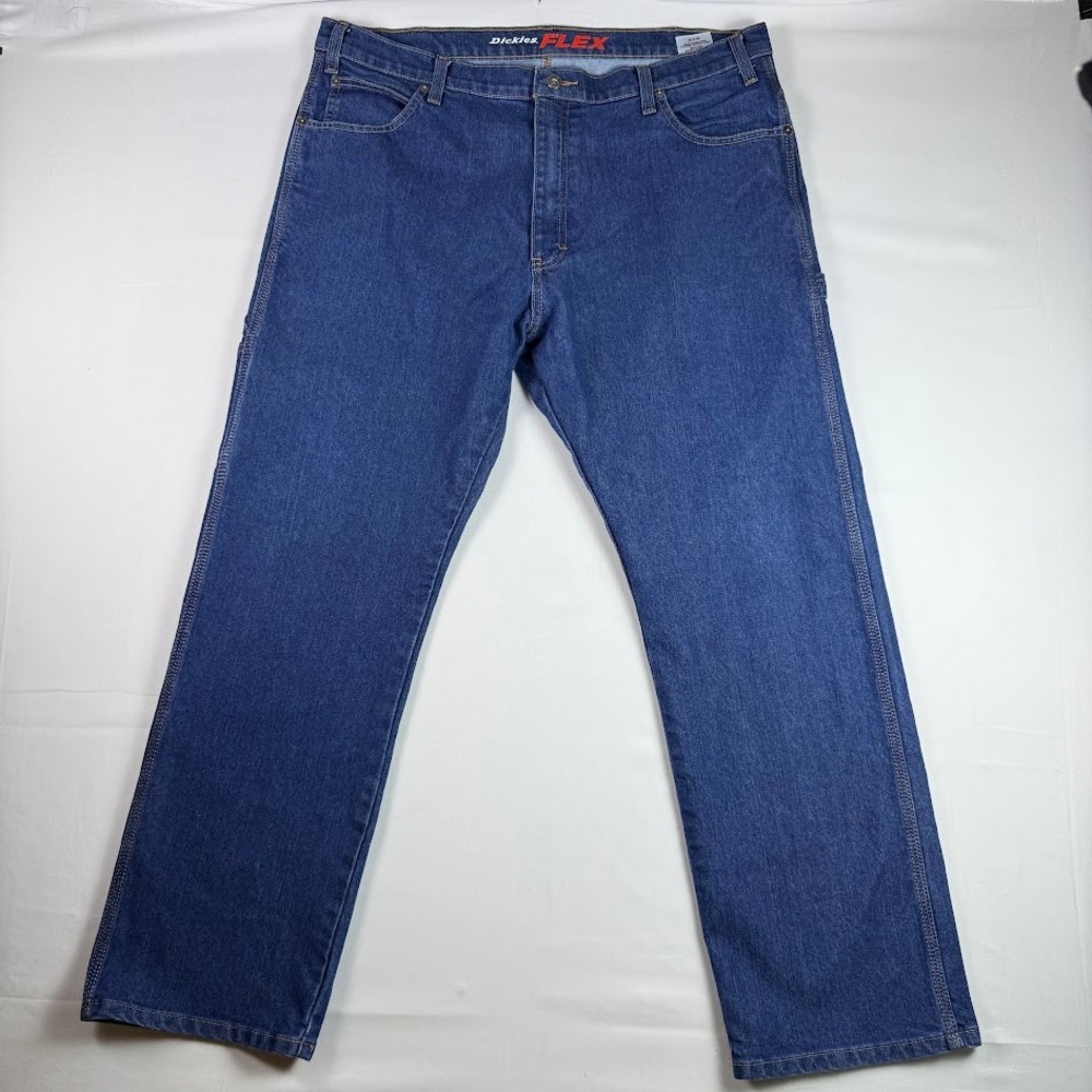 Dickies Flex Relaxed Straight Carpenter Jeans Mens 38x30 Blue Stonewash DP805SNB